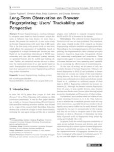 Long-Term Observation on Browser Fingerprinting: Users’ Trackability and Perspective (PETS 2020)