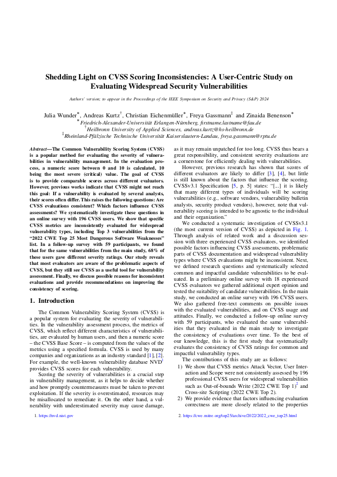 Shedding Light on CVSS Scoring Inconsistencies: A User-Centric Study on Evaluating Widespread Security Vulnerabilities